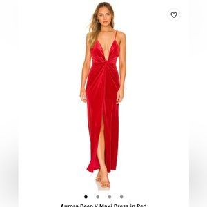 Superdown Aurora Deep V maxi dress in red!